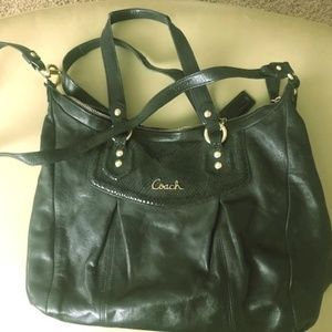 Coach black leather shoulder bag